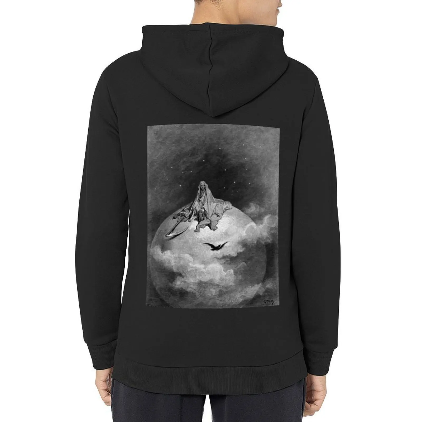 

Death and the Moon - The Raven - Gustave Dore Hoodie anime clothing autumn clothes men's coat men's winter sweater hoodie man