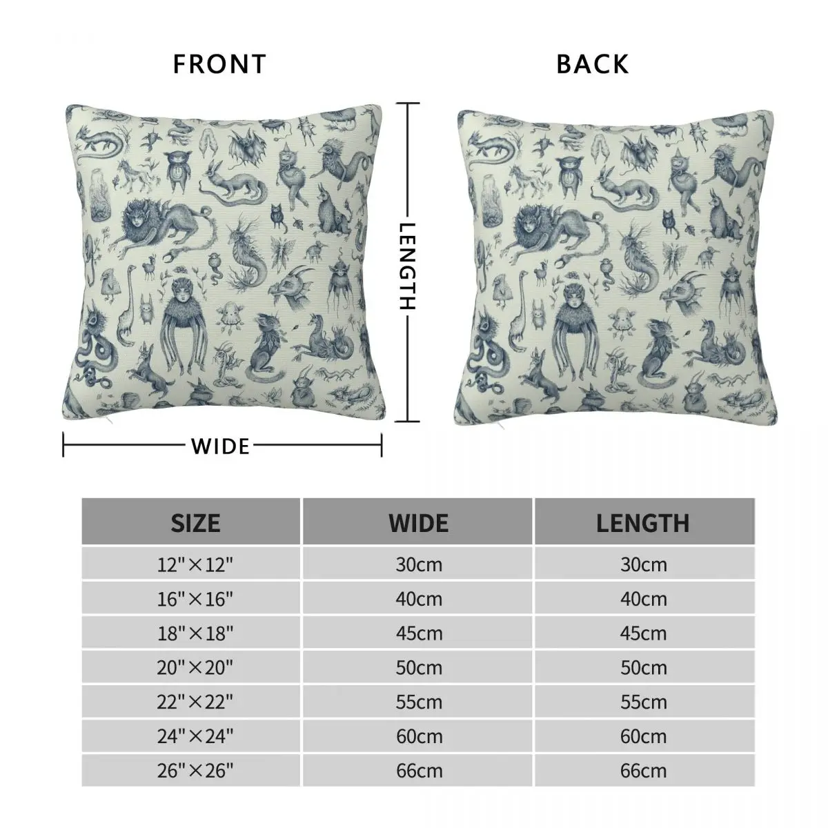 Beings Creatures Monsters Square Pillowcase Polyester Linen Velvet Printed Zip Decor Pillow Case Sofa Seater Cushion Cover