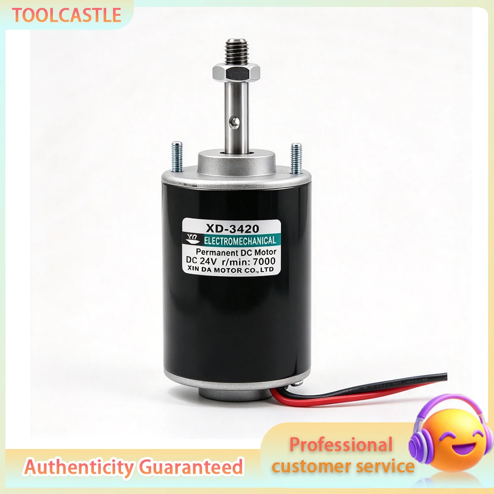 3420 Permanent Magnet DC Motor 24V 7000RPM Threaded Shaft Adjustable Speed Reversible Mini Silent Motor