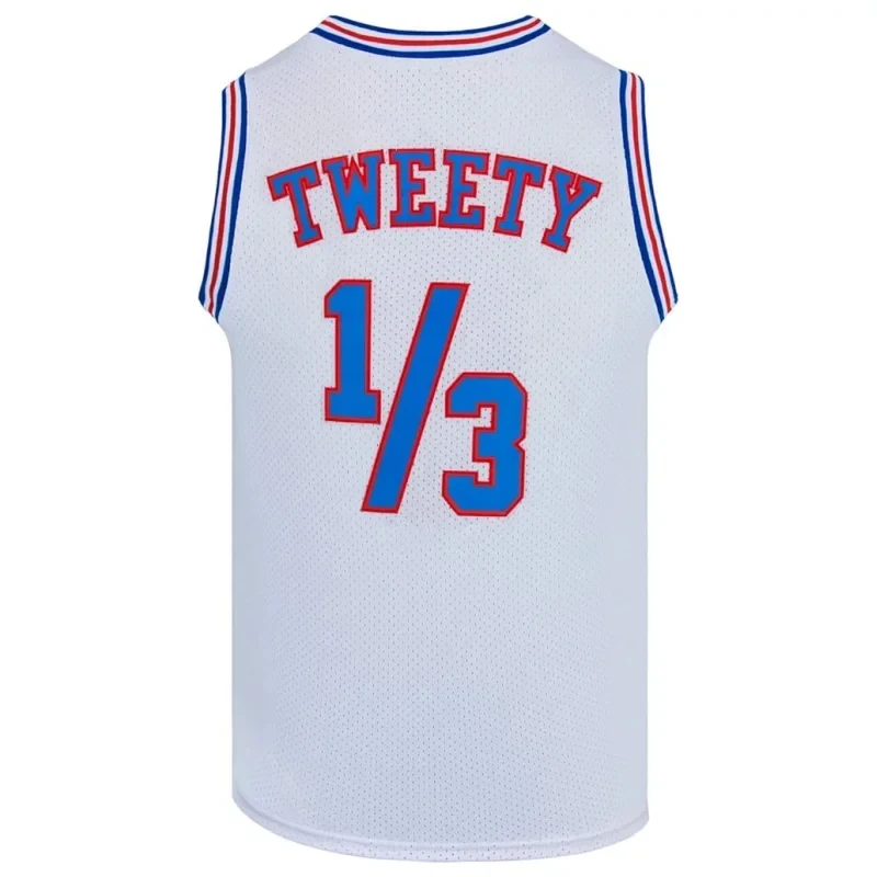 Película Space Jam #   Camiseta de Baloncesto de Conejito TWEETY Cosplay Tune Squad para Halloween, Blanca/Negra, Tallas S-3XL, BeiCos