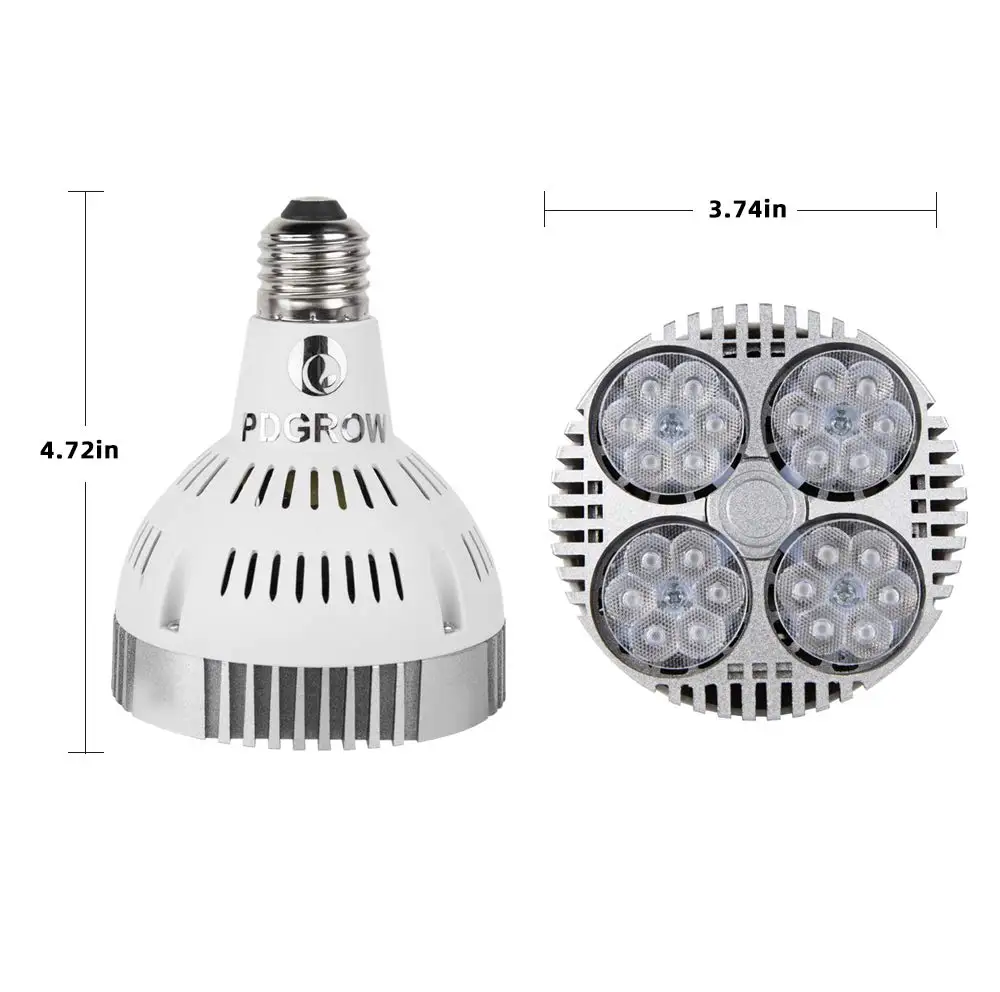 LED Grow Light Bulb E27 48W Deep Red 660nm Near Infrared 850nm For Flowering Fruiting Grow Spectrum Enhancement Light Therapy