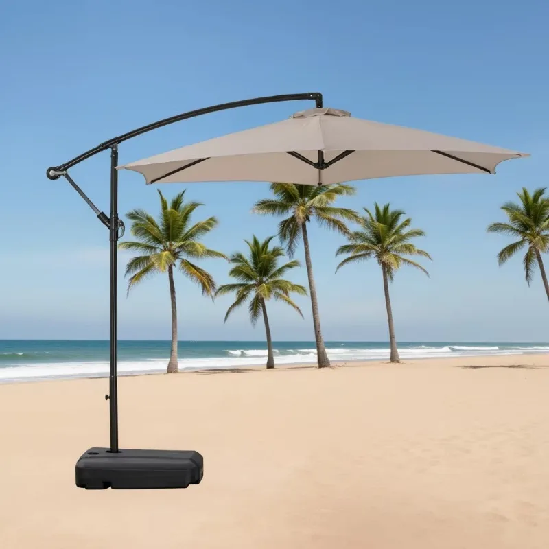 Cantilever Umbrella   Sun Umbrella & Base Light Emitting Diode Parasol Garden Outdoor Furniture