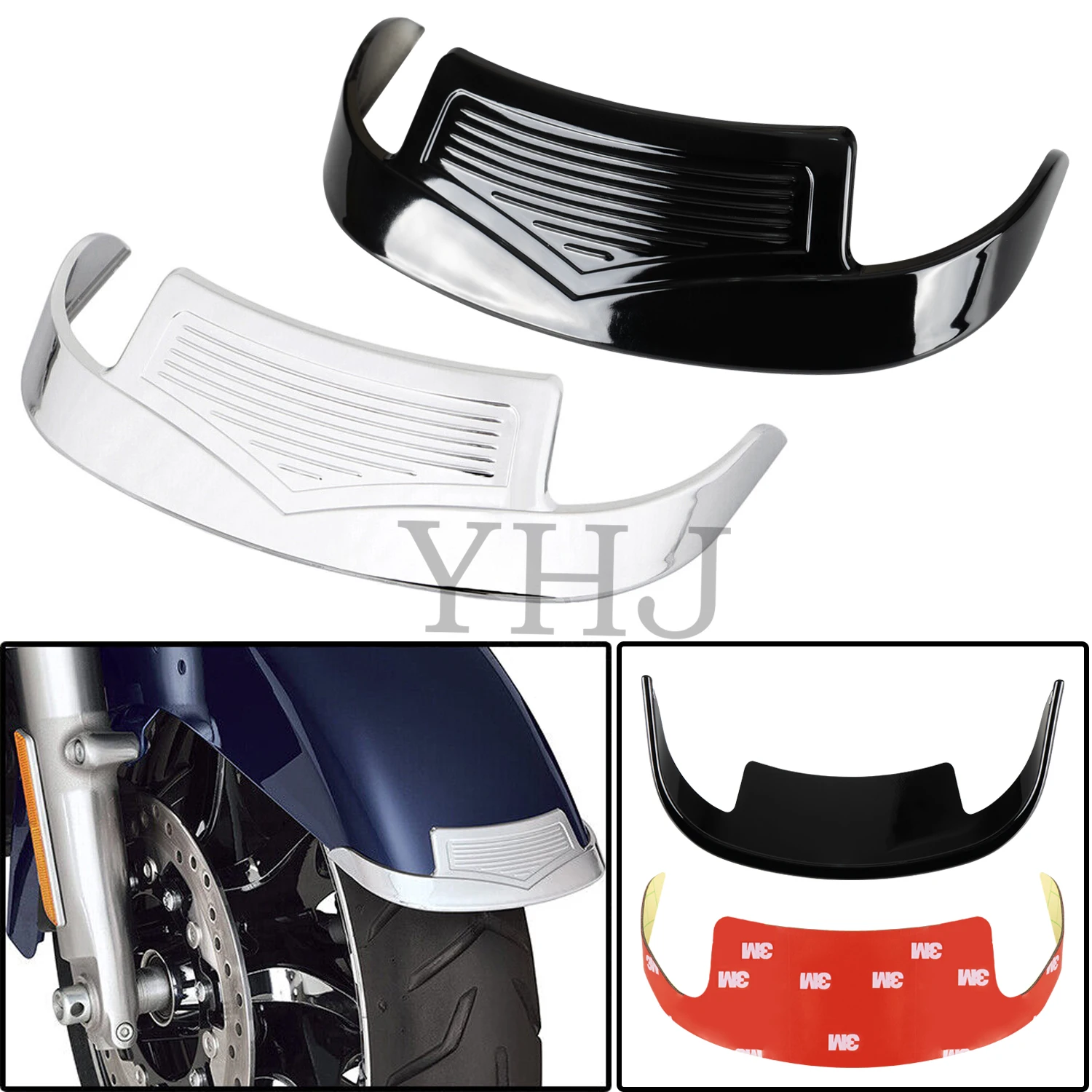 

ABS Plastic Front Fender Accent Trim For Harley Motorcycle Davidson FLH Models Road King Custom FLHRS Classic Black/Chrome