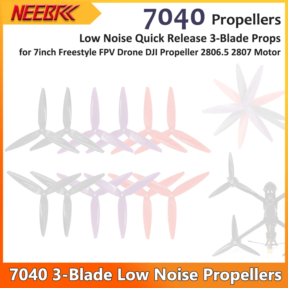 

7040 3-Blade Propellers Low Noise Quick Release Blade Props CW CCW for 7inch Freestyle FPV Drone DJI Propeller 2806.5 2807 Motor