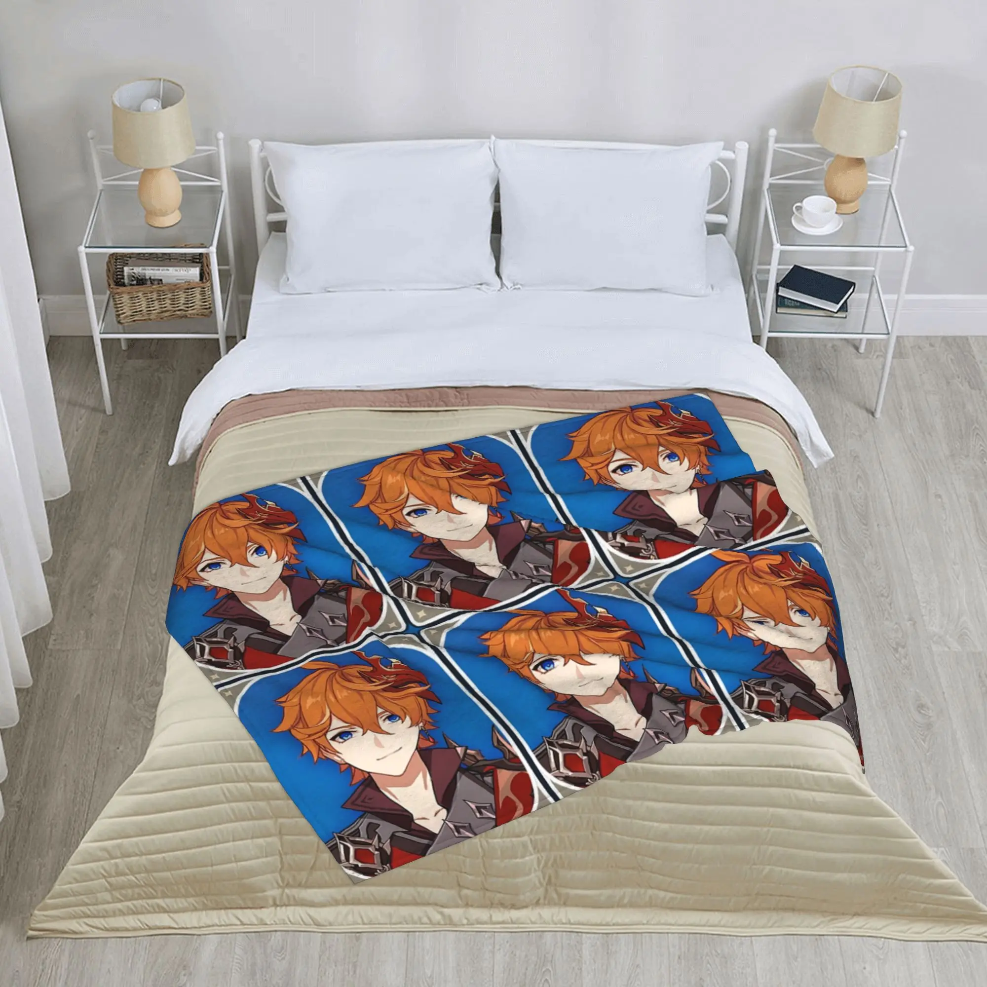 Genshins Impact Childe Tartaglia Blankets Fleece  All Season  Ultra-Soft Throw Blankets for Home Plush Thin Quilt