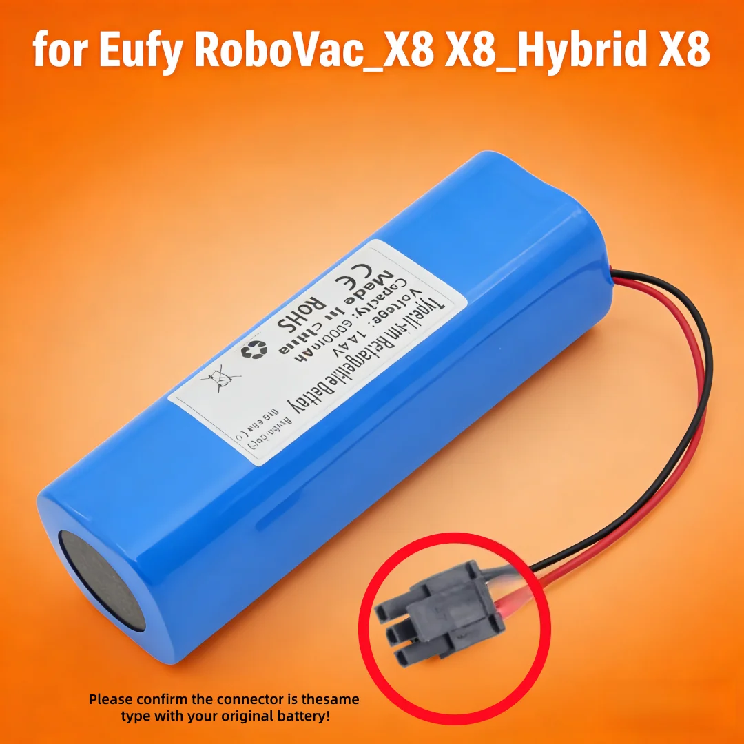 14.4V 6500mAh 8-Cell Li-ion Battery for Eufy RoboVac X8 X8 Hybrid X8 Pro Replacement Power Supply with Safety BMS Protection
