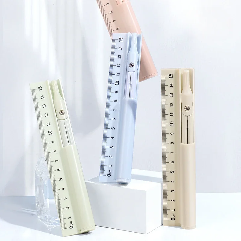 3-in-1 ไม้บรรทัดเข็มทิศชุดแบบพกพาวาดเครื่องมือวัด 15 ซม.นักเรียนไม้บรรทัดชุดการเรียนรู้เครื่องเขียน Exam Drawing เครื่องมือ