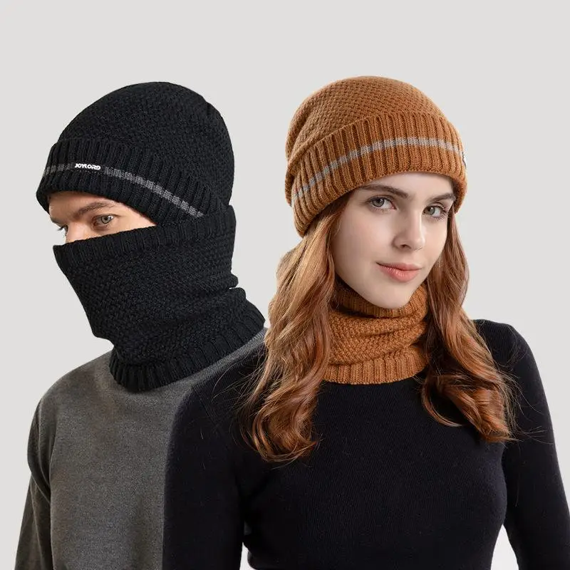 Berretto invernale cappelli sciarpa Set caldo cappello lavorato a maglia berretto teschio femminile passamontagna scaldacollo con cappello foderato in pile di velluto spesso per le donne