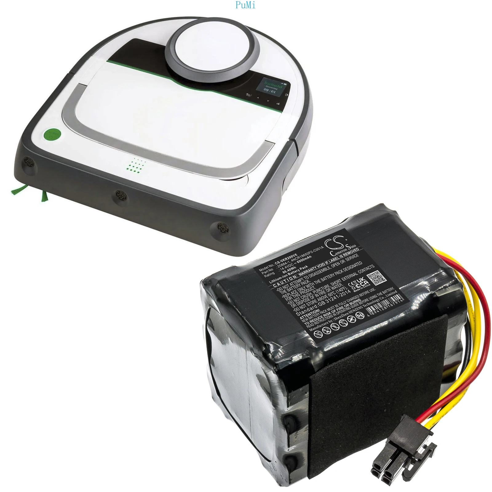 

Аккумулятор для пылесоса Cameron Sino 6000 мАч 4NCR18650P2-C001A, 4NCR18650P2-C002A для Vorwerk Kobold VR200 + инструмент и инструмент для девочек