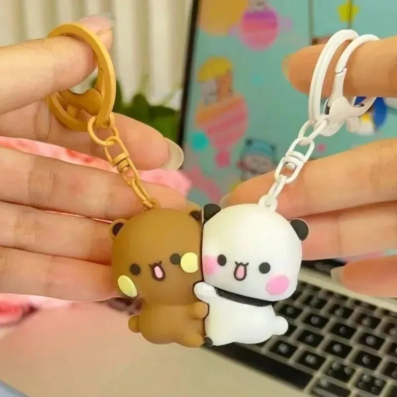 +-Cartoon Panda Bubu Dudu Magnetic Keychain Cute Backpack Pendant with Toy Figures Couple Accessories Ideal Fantasy Themed Gift view 6