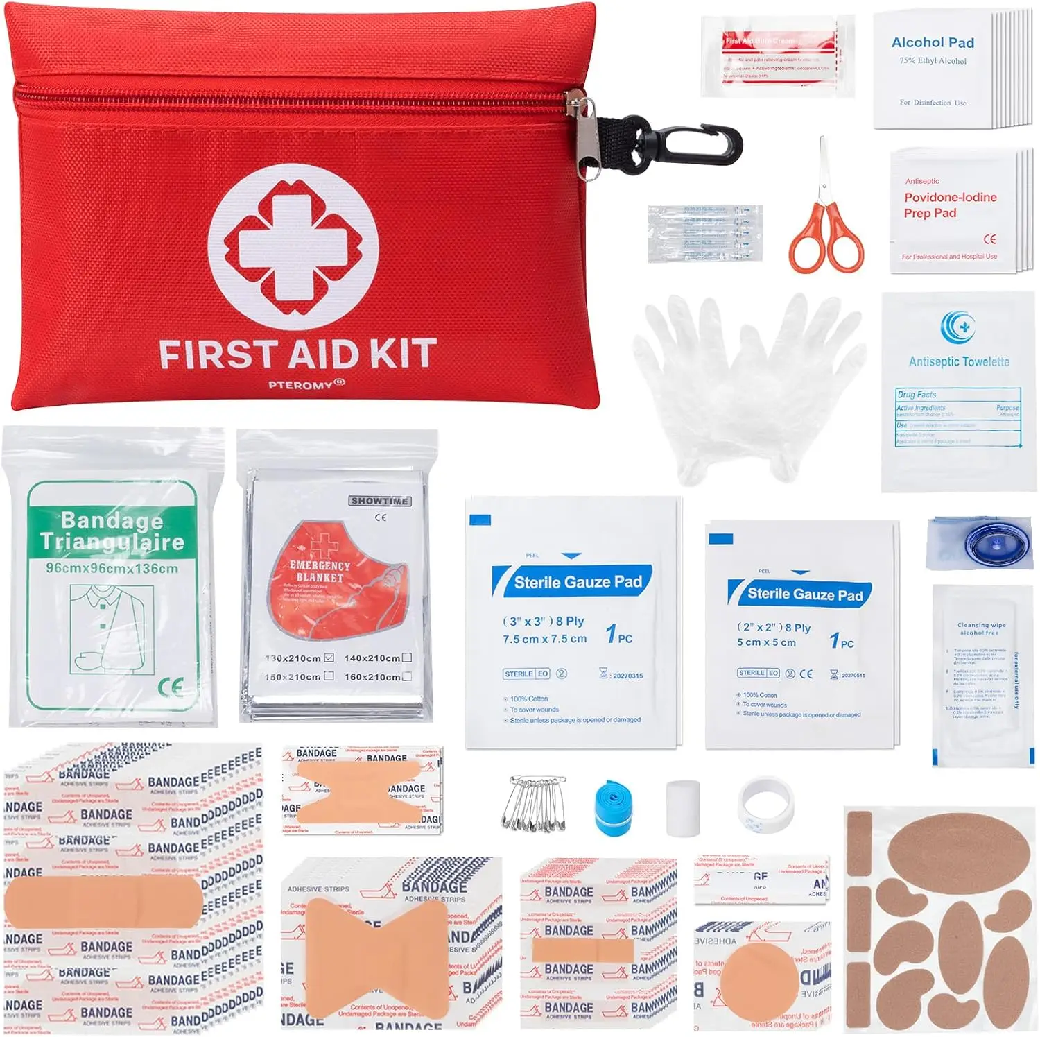 150 Piece Mini First Aid Kit, Portable Small Emergency Kit for Car Travel Home Camping Outdoor Hiking