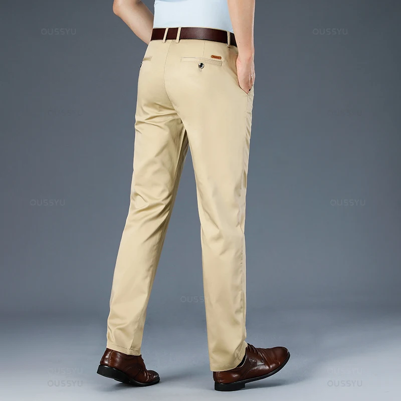 Frühling Sommer gerade Anzug Hosen Männer Baumwolle Business Stretch Königsblau Khaki schwarz dünne Büro formelle Hose männlich Größe 40 42