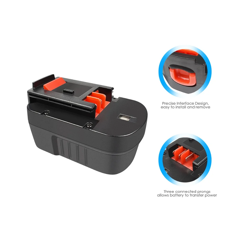 HPB14 Replacement Batteries for Black and Decker, 14.4V, 6000mAh, Ni-Mh, Suitable for Firepm FSB14, FS140BX, 499936-34