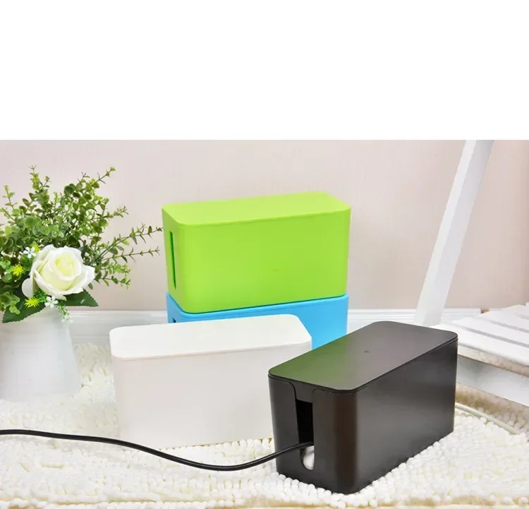 1 قطعة صندوق تخزين الأسلاك البلاستيكية خط الطاقة التخزين المنظم كابل جمع حالات تقاطع يمكن قطاع الطاقة الحبل صندوق تخزين OK 0687