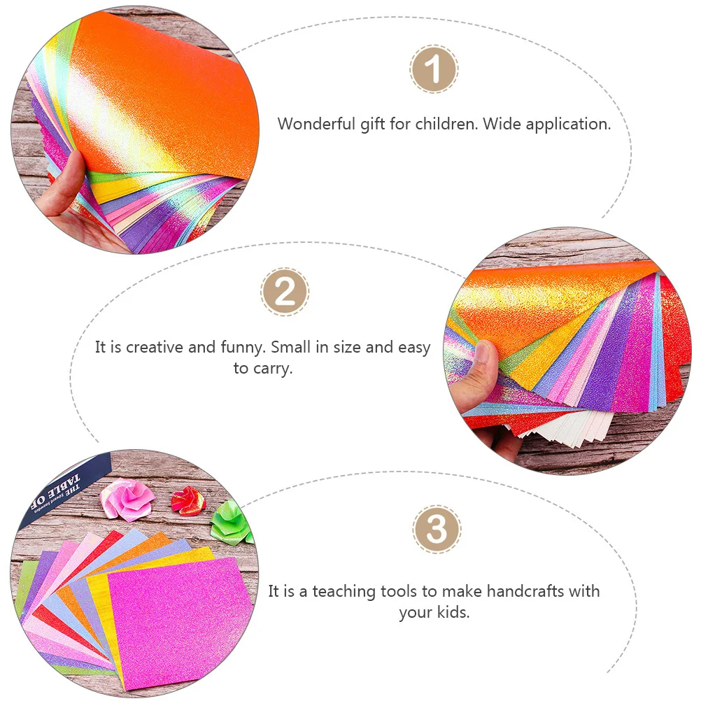 100 Stück glitzerndes, handgefertigtes Origami-Papier, umweltfreundliches Faltpapier für DIY-Bastelarbeiten, Kunstbedarf, Faltpapiere