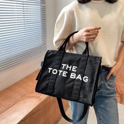 Women's Canvas The Tote Bags Large Capacity Crossbody Bags Ladies Solid Color Messenger Bags Simple Letter Printed Shoulder Bags