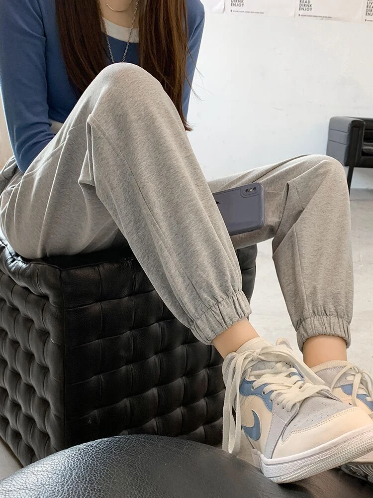 

Loose Fit Casual ey Sports Pants for Men Autumn Winter Faion Brand Nine-Piece Student Leisure All-Match Loose Cuffed Swea...