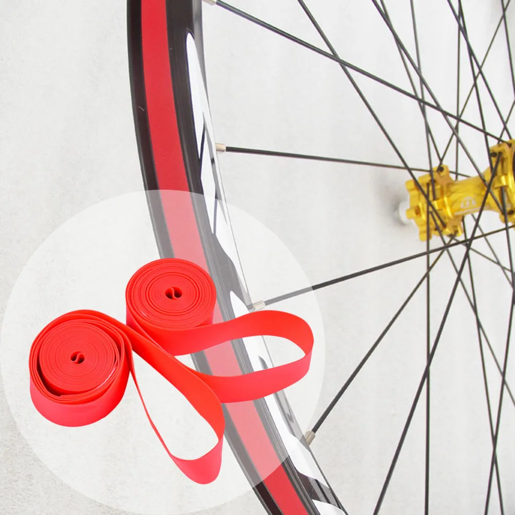 

2 pcs Nylon Tire Pad PVC Cushion Rim Strip 26 Tire Protective Cover Anti-Puncture Weather Resistant for Bike Cycling Red
