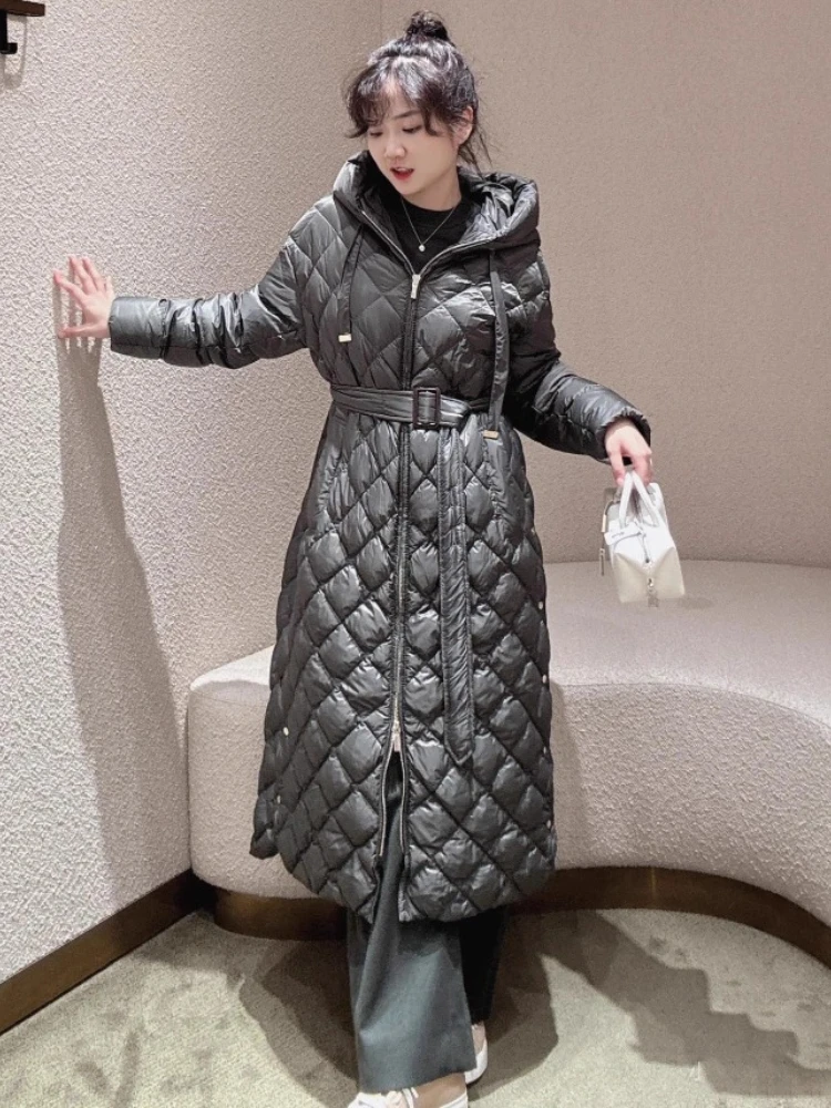 الدانتيل متابعة الخصر مقنعين منقوشة طويلة أسفل معطف للنساء ملابس خارجية جديدة خفيفة الوزن مبطن الستر الكورية شعبية الملابس النسائية