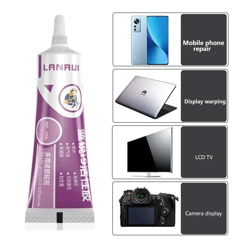 5 Teile/paket Lanrui i9 Starke Schwarz Transparent Klebstoff Telefon Bildschirm Rahmen Kleber 55ml Für Mobile Fall Rahmen Glas Kunststoff reparatur