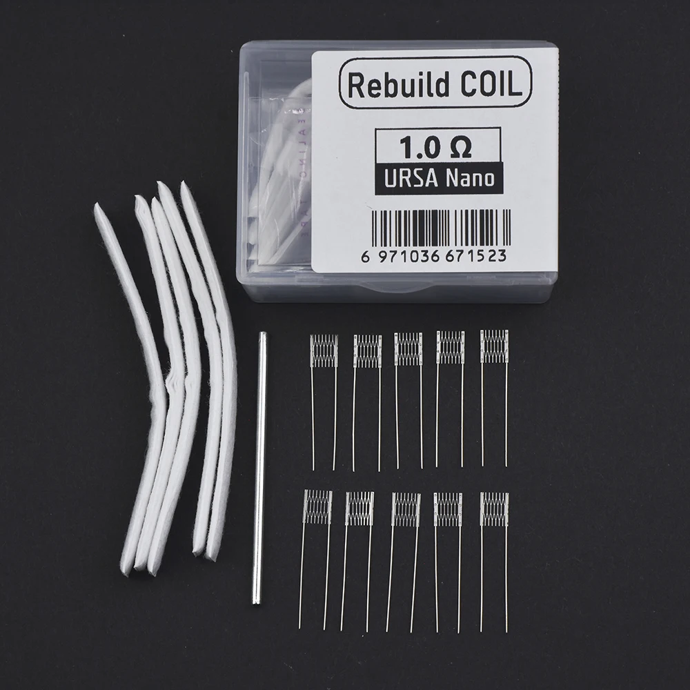 1/2/5 Set 1.0/0.8ohm Rebuild Kit for URSA Meshed Wire Resistance with 5Set Cotton 2.0mm Rod DIY Repair Replacement Accessary