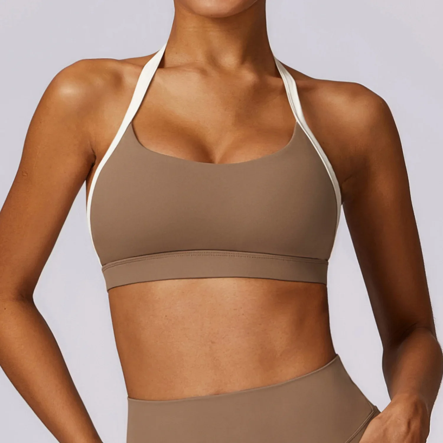 Quick Drying Women's Hanging Neck Backless Yoga Bra Gym Sports Underwear Push Up Workout High-intensity Running Fitness Vest