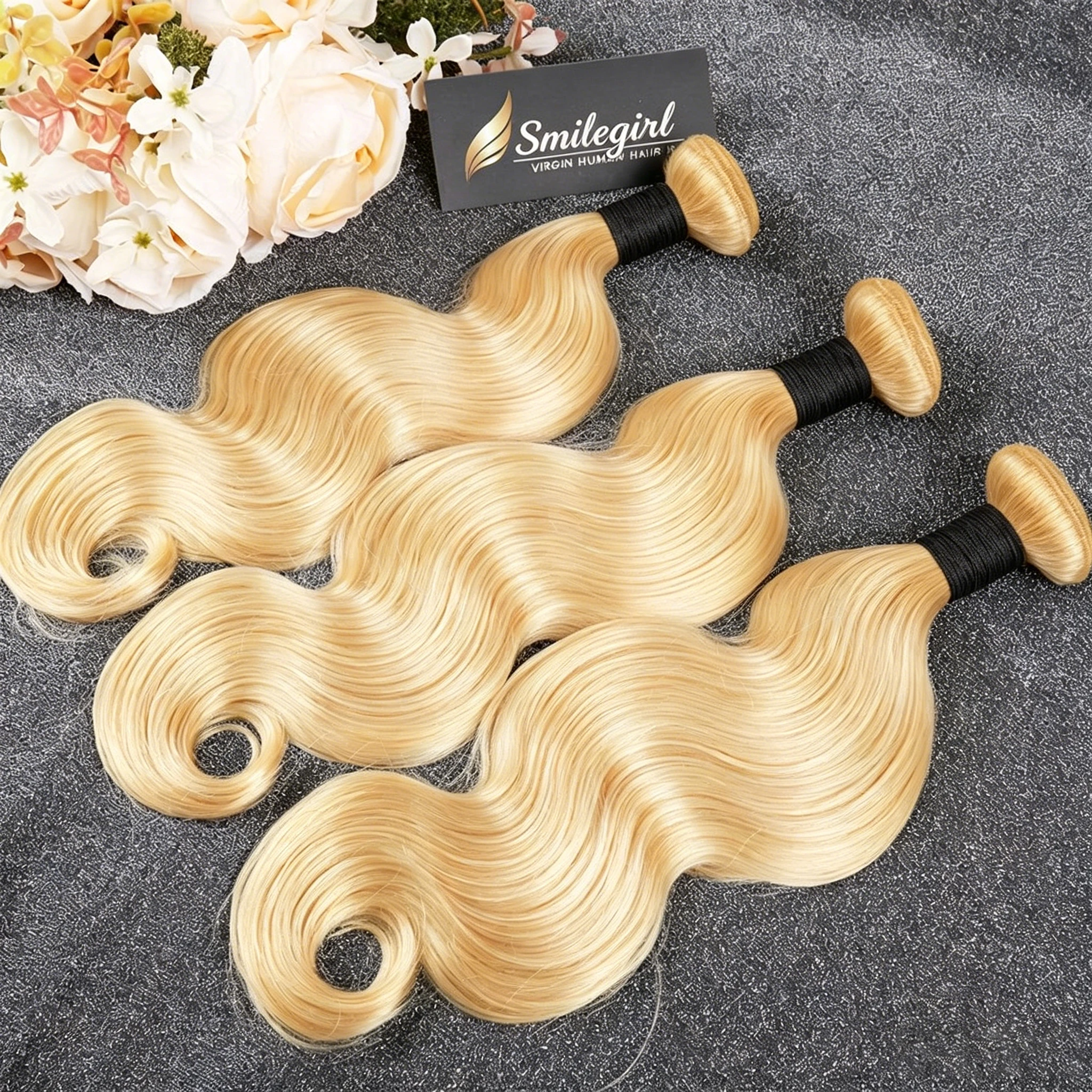 Smilegirl #613 Blonde Human Hair 1/2/3/4 Bundles Brazilian Body Wave Raw Hair Bundles 10 To 30 inch Human Hair Weft Can Be Dyed
