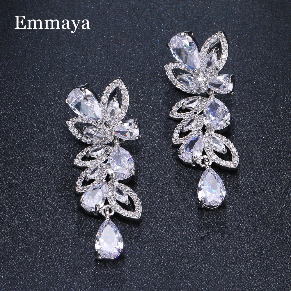 Emmaya Hot Sale AAA Zirconia Noble Earring Flower Shape Design For Women&Girls New Trendy Party Female Fascinating Jewelry