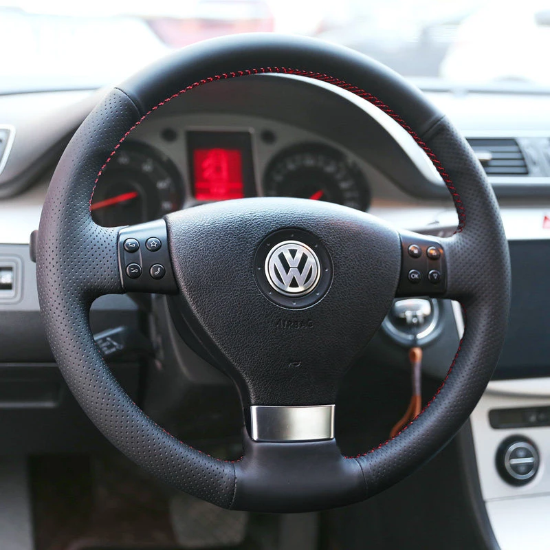 

Индивидуальный чехол для руля из кожи ручной работы для Volkswagen Golf 5 Mk5, VW Passat B6, Jetta 5 Mk5, Tiguan 2007-2011
