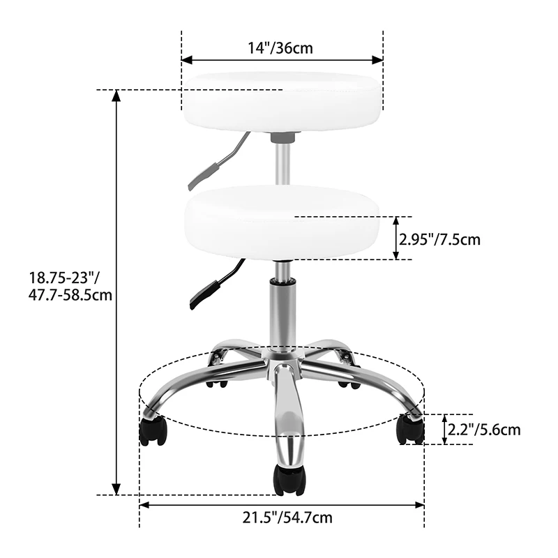 YSSOA Round Stool Chair with Wheels Height Adjustable, White On-Site