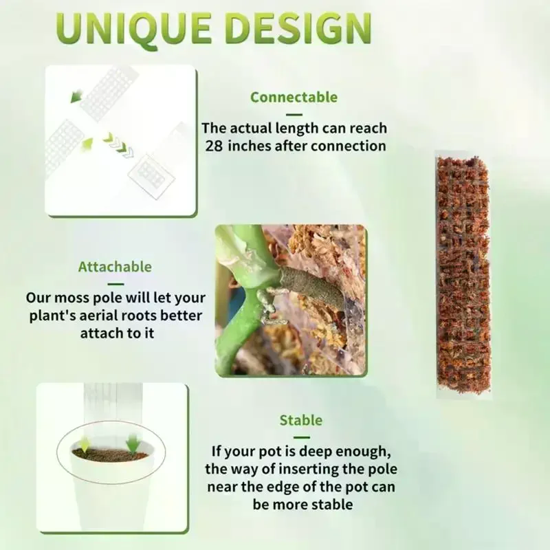 Moss Pole Plastic Plant Stand Indoor Climbing Plants Pot Moss Stick For Plants Growth Garden Support Accessories