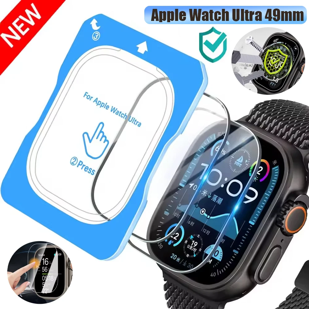Screen Glass Protective Film Tempered Glass Film Quick Pasting for Apple Watch Ultra 4/3/2/1 49mm Easy To Install Ultra 4-1 49mm