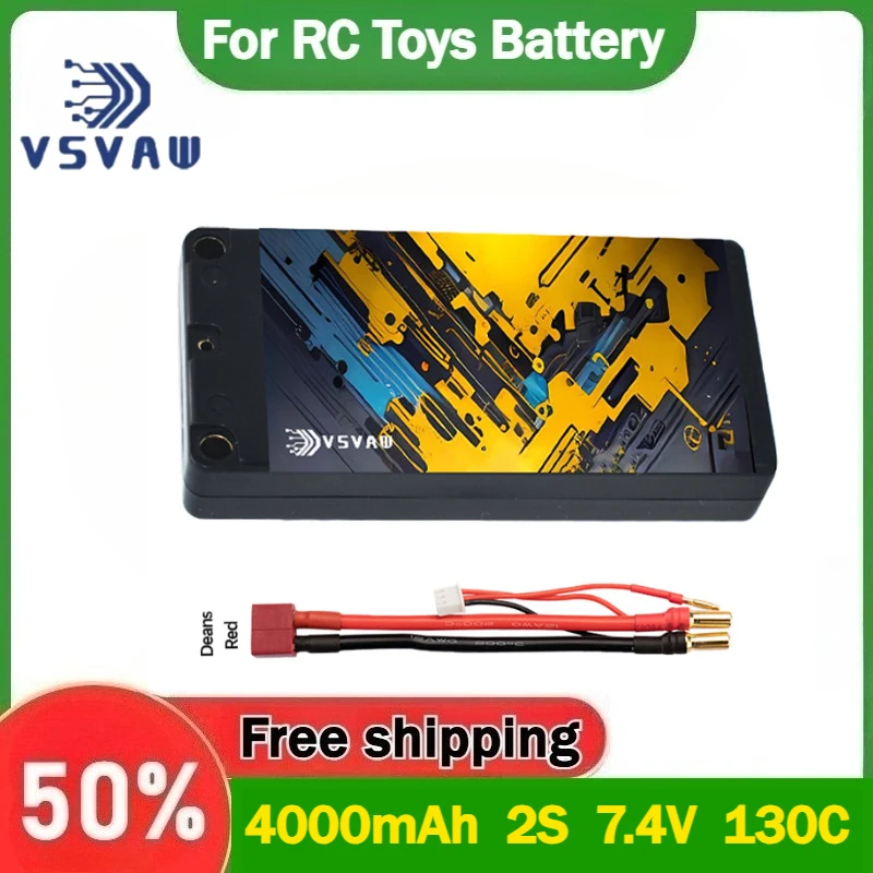 

4000mAh 2S 7.4V 130C Compatible with 1/10 Remote Control Car Model Thin Hard-shell Lithium Battery