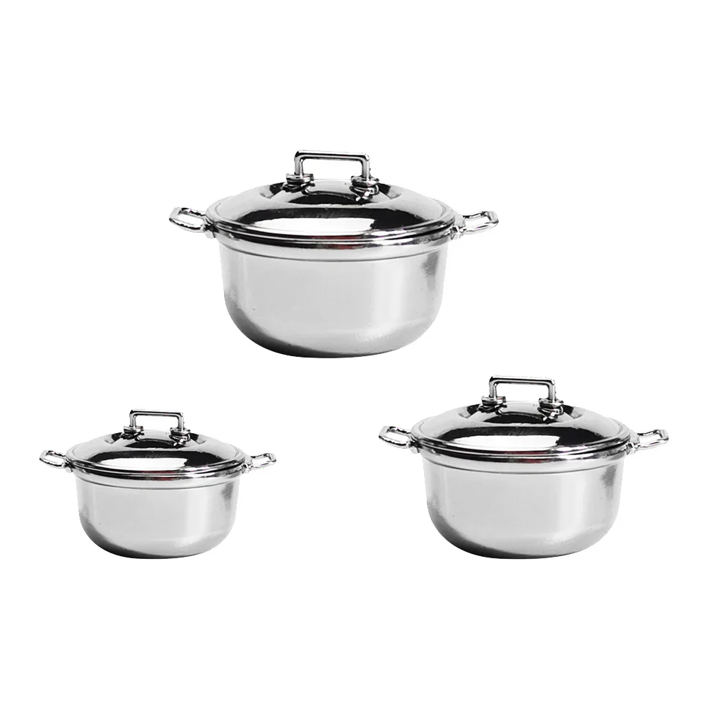 3 pezzi mini pentole per zuppa in lega multiuso dimensioni compatte finta pentola decorazione della casa mini pentola per zuppa utensile da cucina in miniatura
