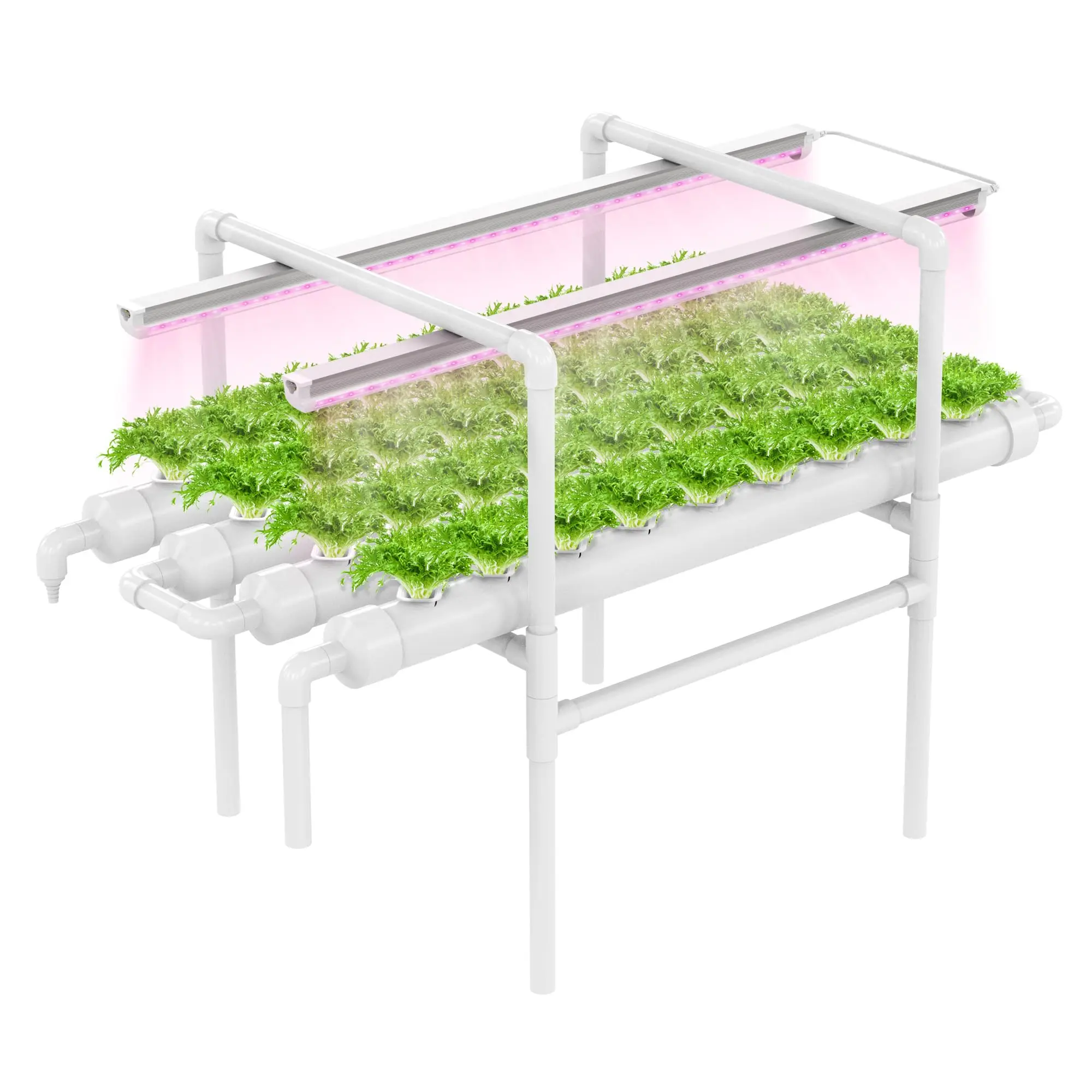 

Indoor Gardening NFT Hydroponic Growing System Kit with Full-Spectrum Grow Lights Auto Water Pump & Timer for Lettuce & Herbs