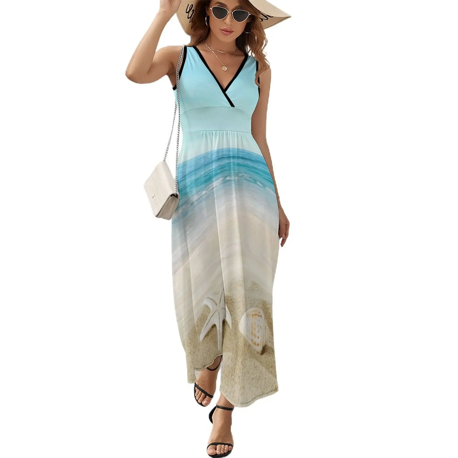 

Beach Sea Starfish Dress Summer Streetwear Bohemia Long Dresses Women High Waist Custom Sexy Maxi Dress