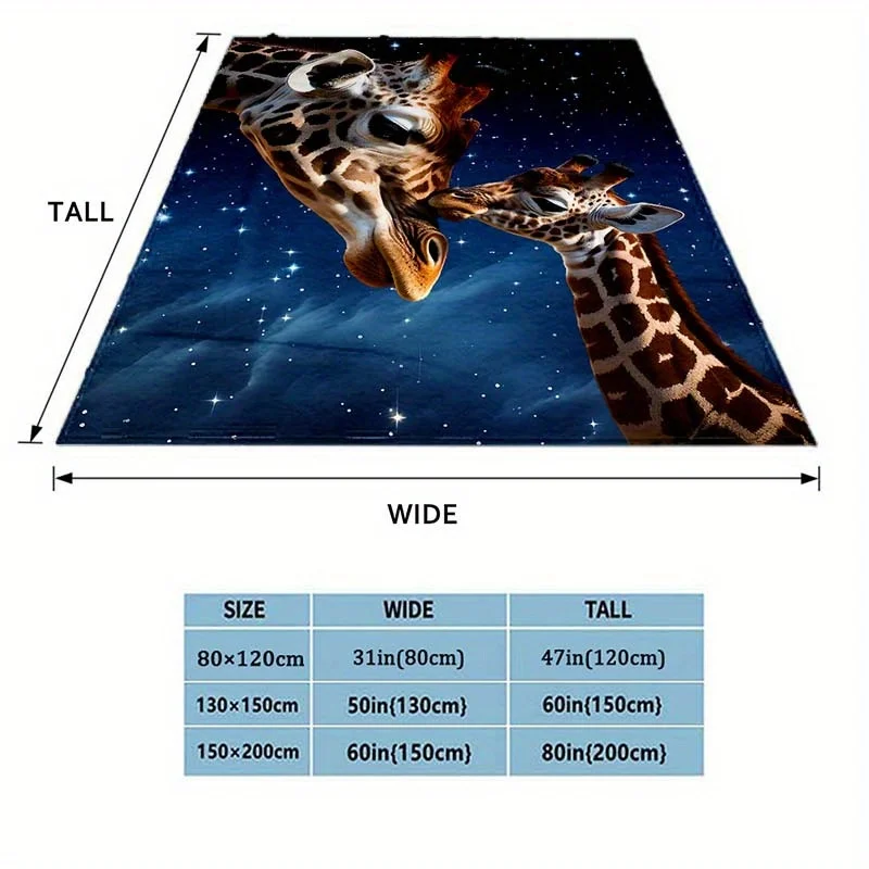 1pc Animals Giraffe Thin Blanket, Lightweight Flannel Throw For Sofa, Bed, Travel, Camping, Livingroom, Office, Couch, Chair, An