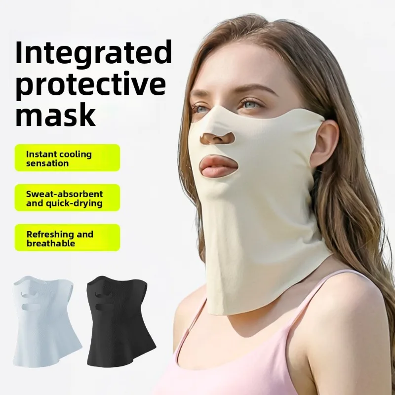 Outdoor Summer Ice Silk UV Protection Neck Gaiter Face Mask for Men Women Driving Cycling Breathable Open Mouth Nose Cooling