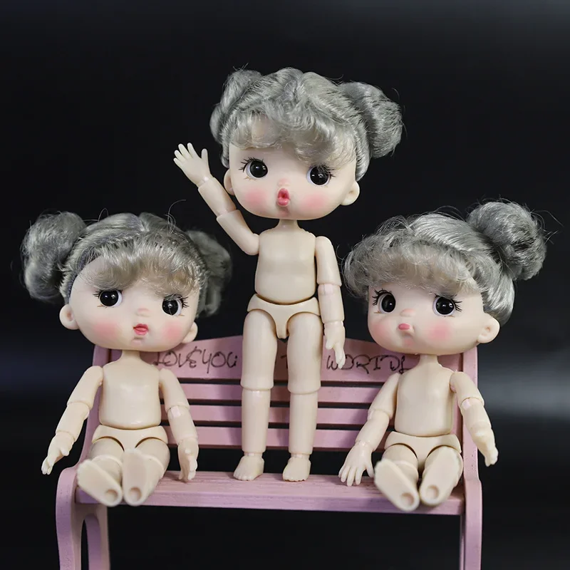 1/12 Bjd Dễ Thương 13Cm Chiều Cao Túi Búp Bê Bé Gái Đầm Đồ Chơi OB11 Đa Khớp Chuyển Động Được Cơ Thể Phụ Kiện