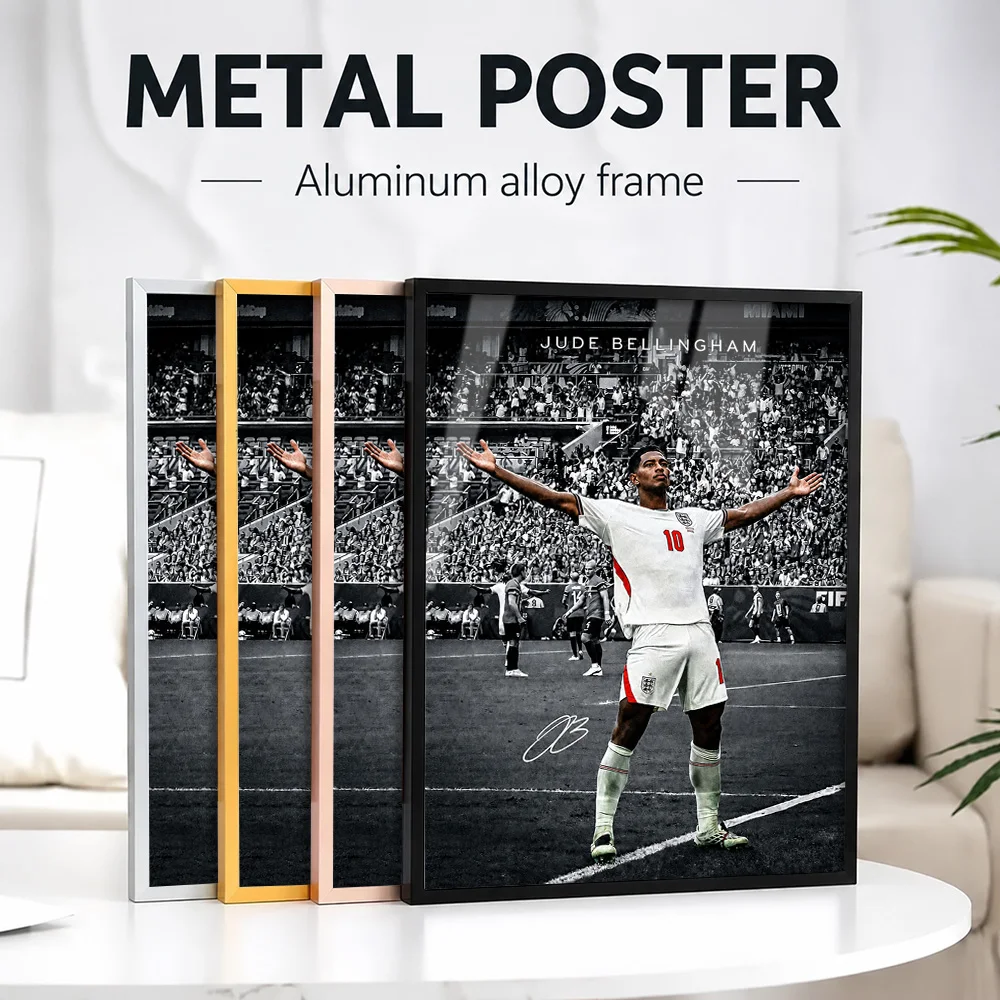 Jude Bellingham England Football Framed Metal Poster Personalized Photo Victory Style Wall Art For Living Room Sports Fan Gift