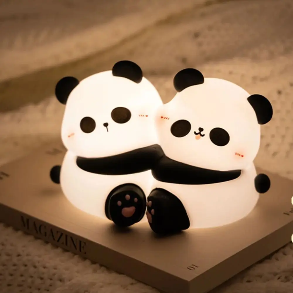 Rechargeable Hug Panda Night Light Eye Protection Soft Light Sleep Atmosphere Light Cute 3 Level Dimmable Bedside Decor Light