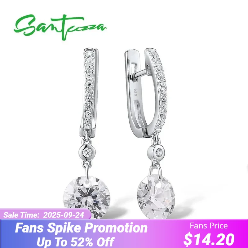 

SANTUZZA Silver Earrings For Women Pure 925 Sterling Silver Sparkling White Cubic Zirconia Drop Earrings Delicate Fine Jewelry