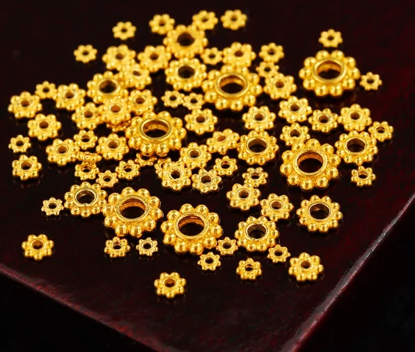 100% real gold spacers for diy bracelets 18k gold stoppers gold jewelry components 2.5mm-6.8mm