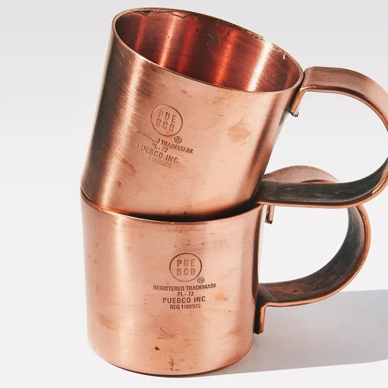 PUEBCO-Japanese Vintage Copper Mugs, Wine Tumblers, Ice American Coffee Container, Water Cups for Camping Equipment, Imported