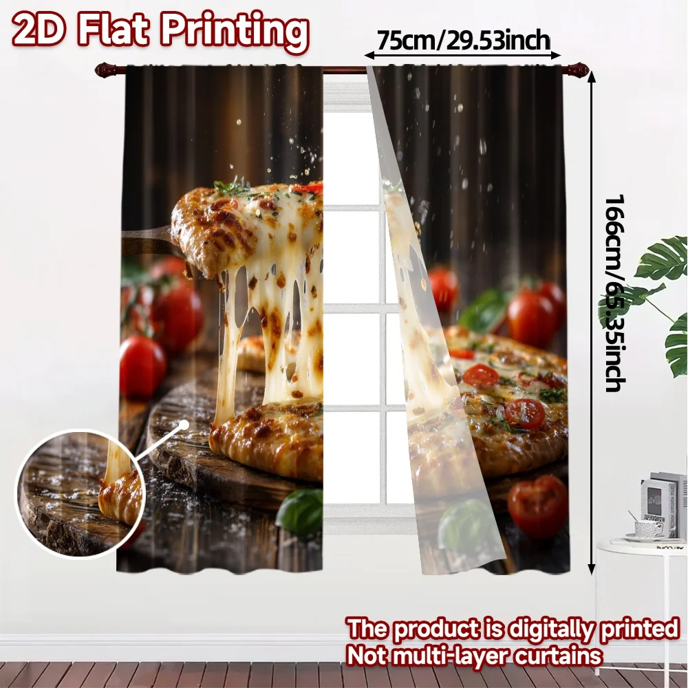 2pcs, 2D FLAT PRINTING Curtains (Without Rod) Melty Delight Print Popular Curtains Prints Light Filtering Curtains Thermal