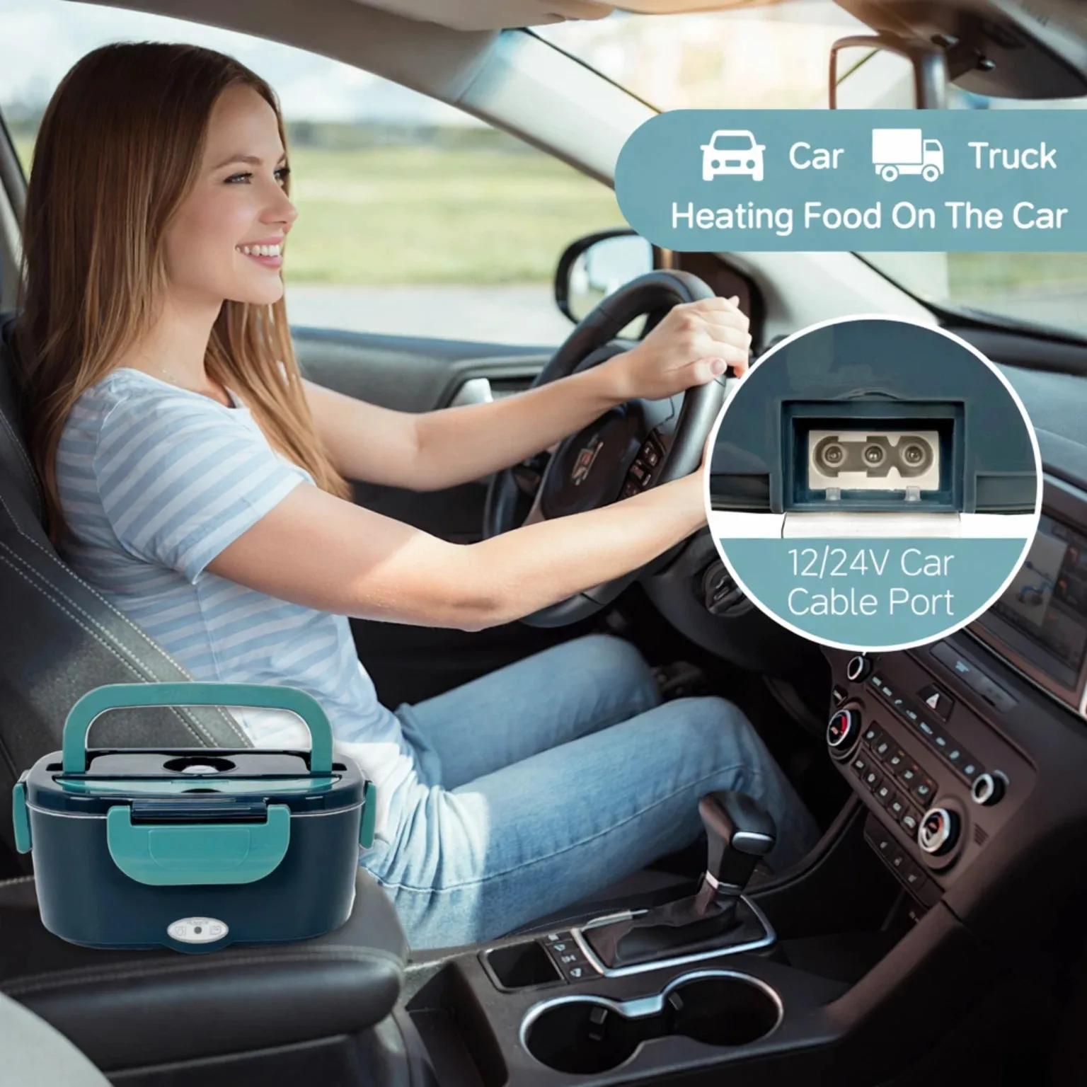 Electric Lunch Box Food Warmer 100W Heated Lunch Box 12V 24V Home Car Truck