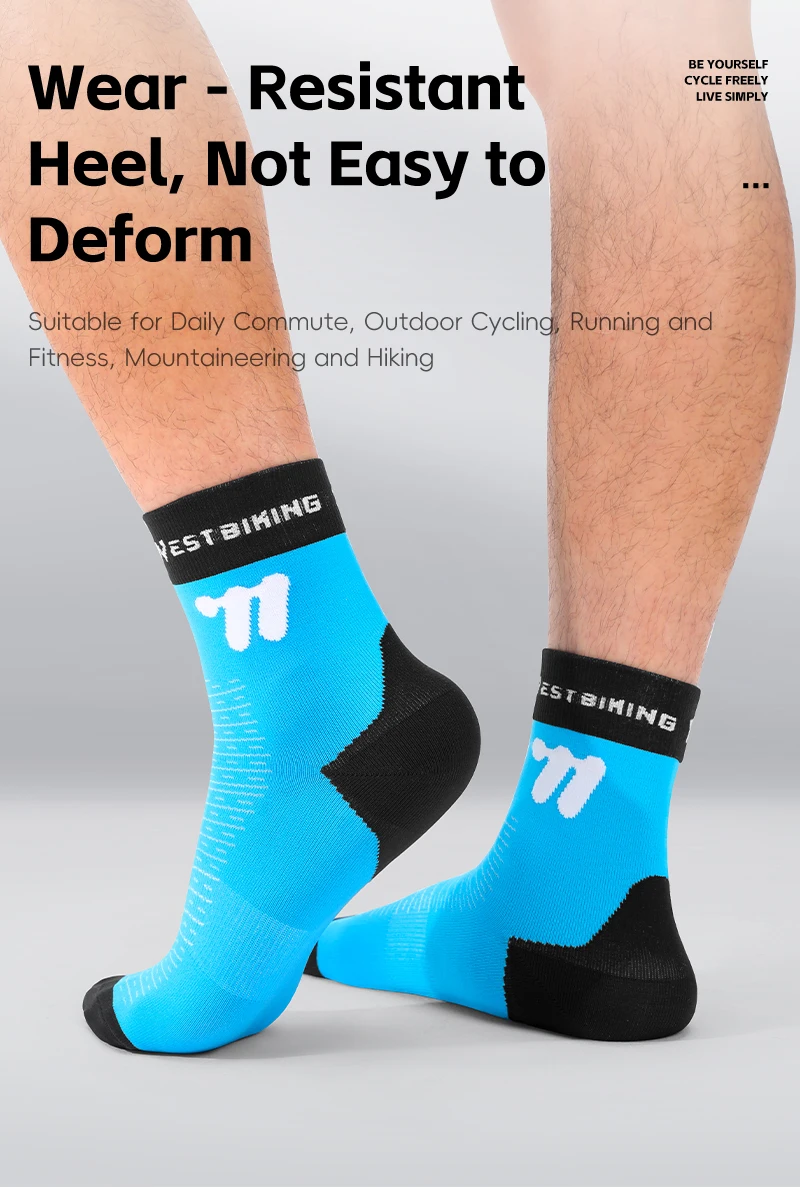 WEST BIKING Fahrradsocken für Männer und Frauen, Schnelltrocknende Sportsocken, 1/2/3 Paar, Atmungsaktive Lauf- und Fahrradausrüstung, EU-Größe 37-43 – Detail 8