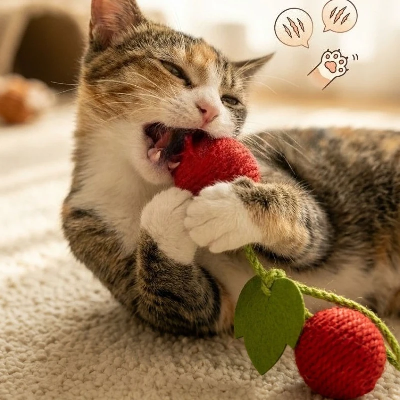 Cat Chew Ball Toy Squeaky Swordsman Ball Teasing Chew-resistant Kitten Toy Hanging Teeth Grinding Cat Toy