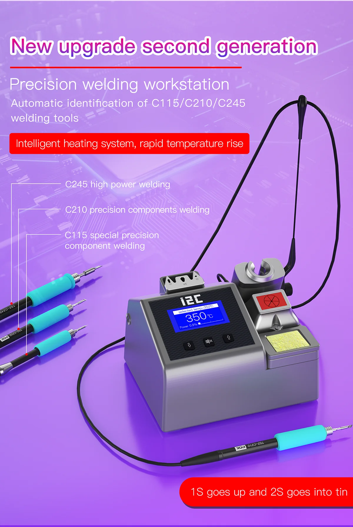 i2C-2SCNi Nano Soldering Station, Soldering Handle, Soldering Iron Tip, PCB Welding Station, Repair Tool, C210, C245, C115, JBC