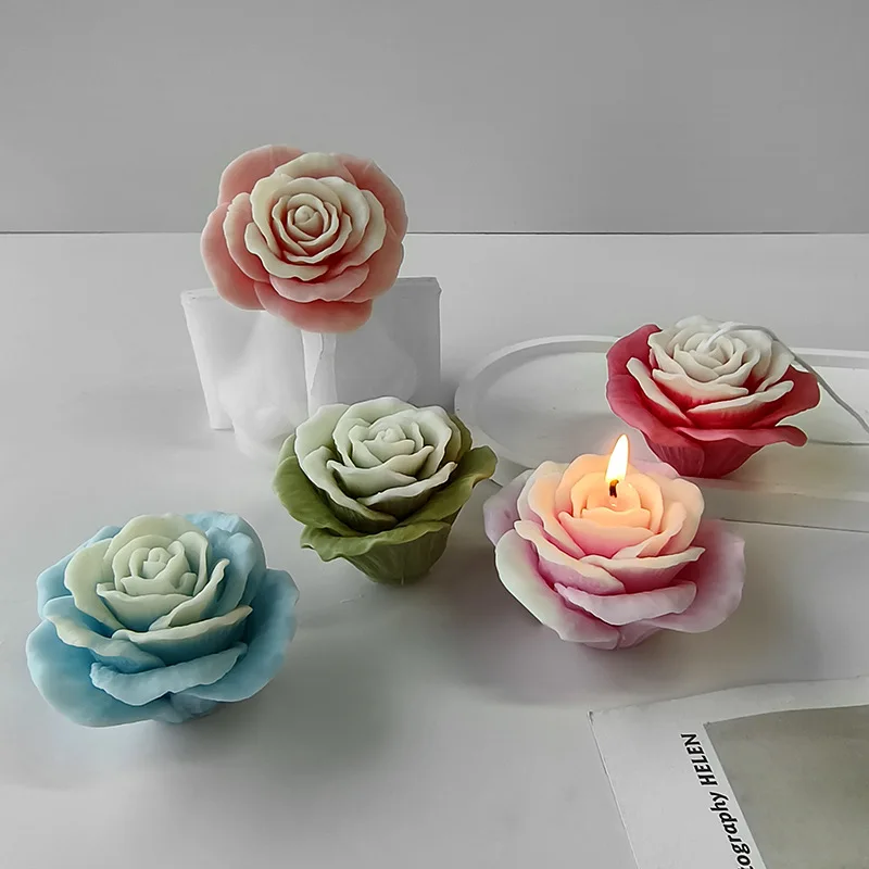 DIY Flower Aroma Candle Silicone Mold Plaster Resin Ornaments Mould Flowers Handmade Soap Candle Making Supplies